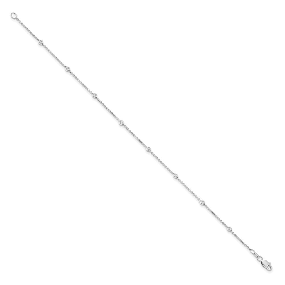 True Origin 14K White Gold 1/5 carat Lab Grown Diamond VS/SI  D E F  9 Station 9 Inch Anklet