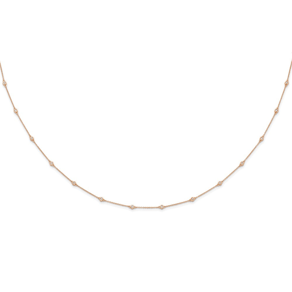 True Origin 14K Rose Gold 3/8 carat Lab Grown Diamond VS/SI  D E F  18 Station 18 Inch Necklace