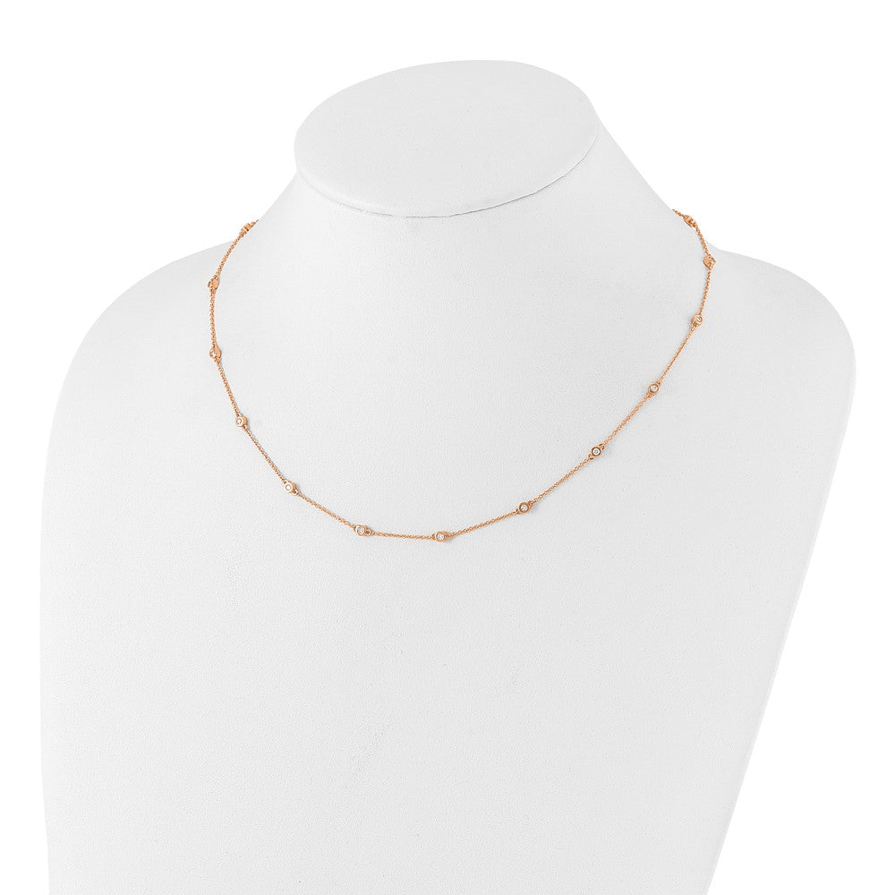 True Origin 14K Rose Gold 3/8 carat Lab Grown Diamond VS/SI  D E F  18 Station 18 Inch Necklace