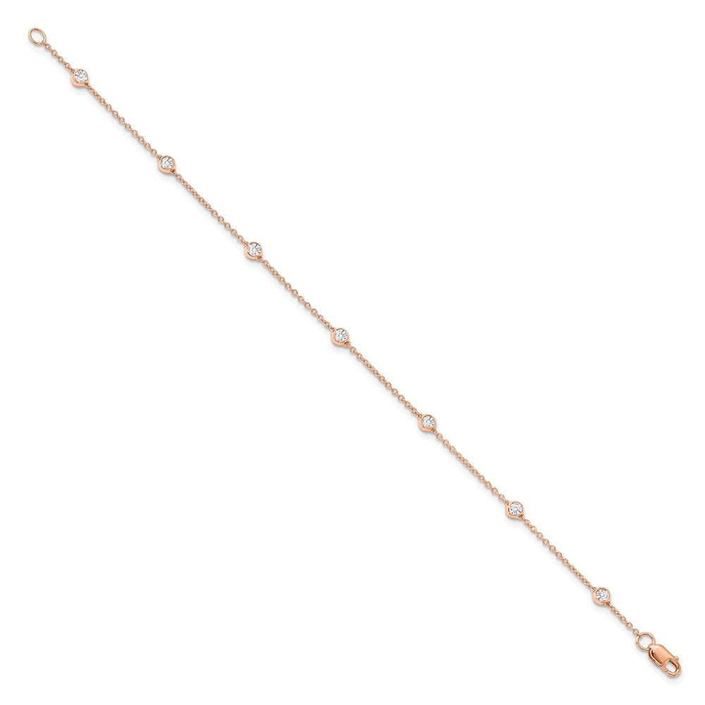 True Origin 14K Rose Gold 3/8 carat Lab Grown Diamond VS/SI  D E F  7 Station 7 Inch Bracelet