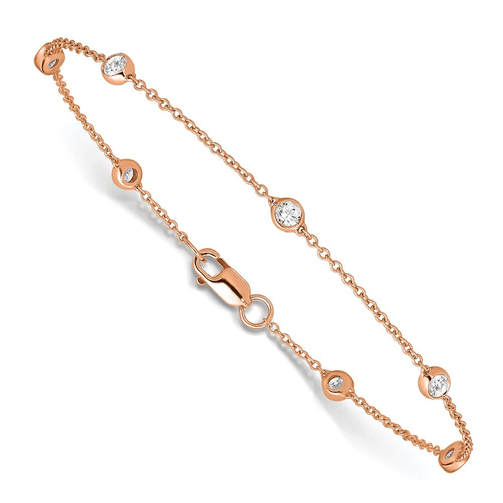 True Origin 14K Rose Gold 3/8 carat Lab Grown Diamond VS/SI  D E F  7 Station 7 Inch Bracelet