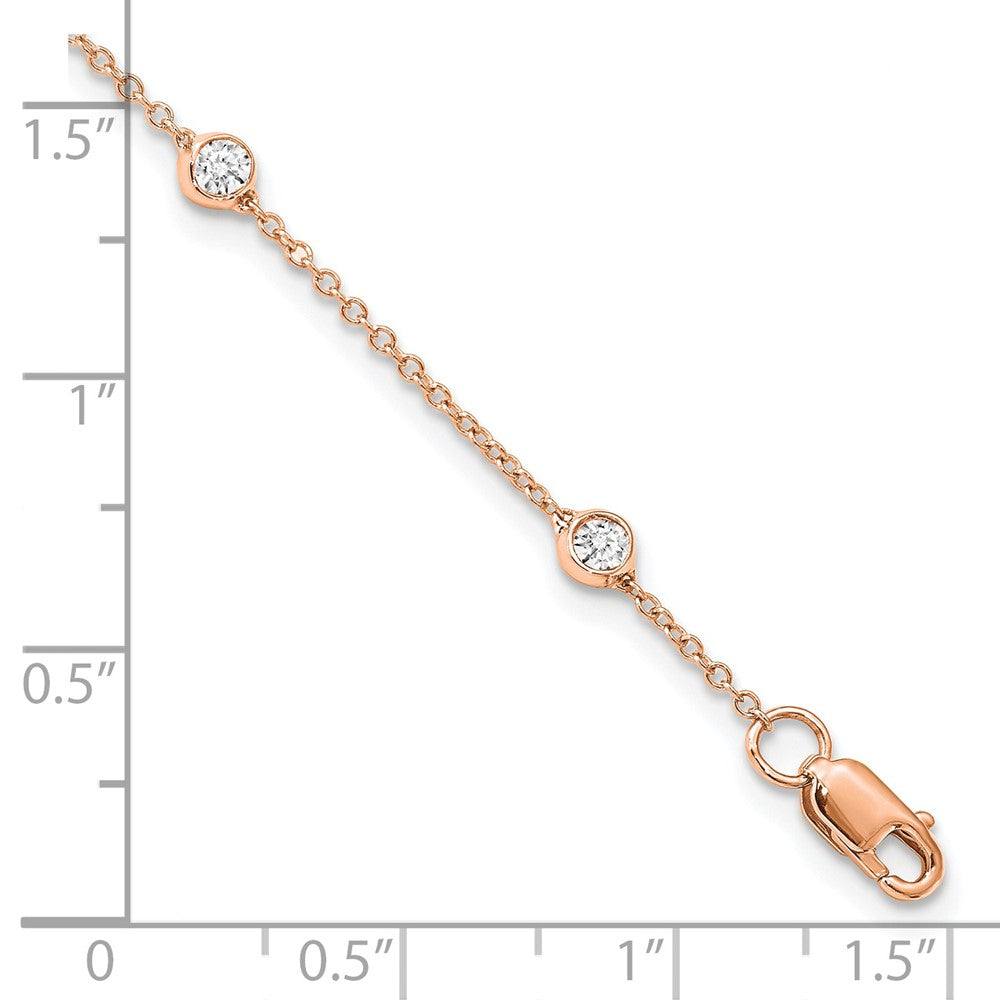 True Origin 14K Rose Gold 3/8 carat Lab Grown Diamond VS/SI  D E F  7 Station 7 Inch Bracelet