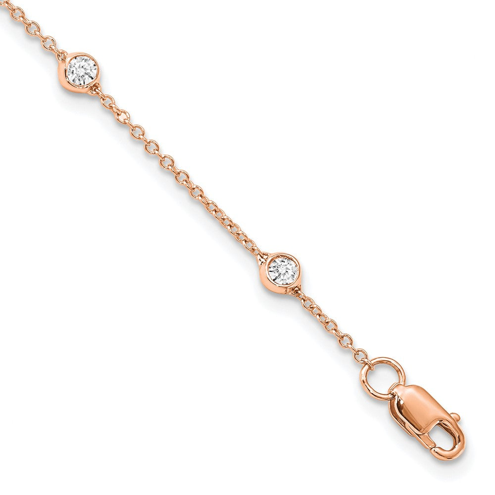 True Origin 14K Rose Gold 3/8 carat Lab Grown Diamond VS/SI  D E F  7 Station 7 Inch Bracelet