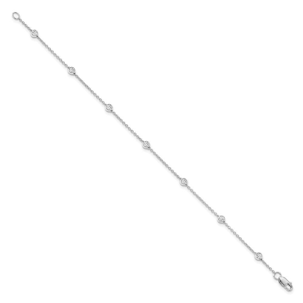 True Origin 14K White Gold 1/2 carat Lab Grown Diamond VS/SI  D E F  9 Station 9 Inch Anklet