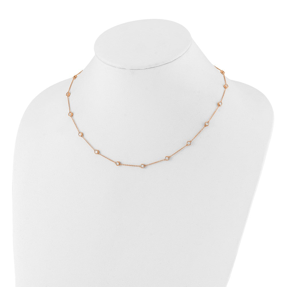 True Origin 14K Rose Gold 1 1/8 carat Lab Grown Diamond VS/SI  D E F  18 Station 18 Inch Necklace