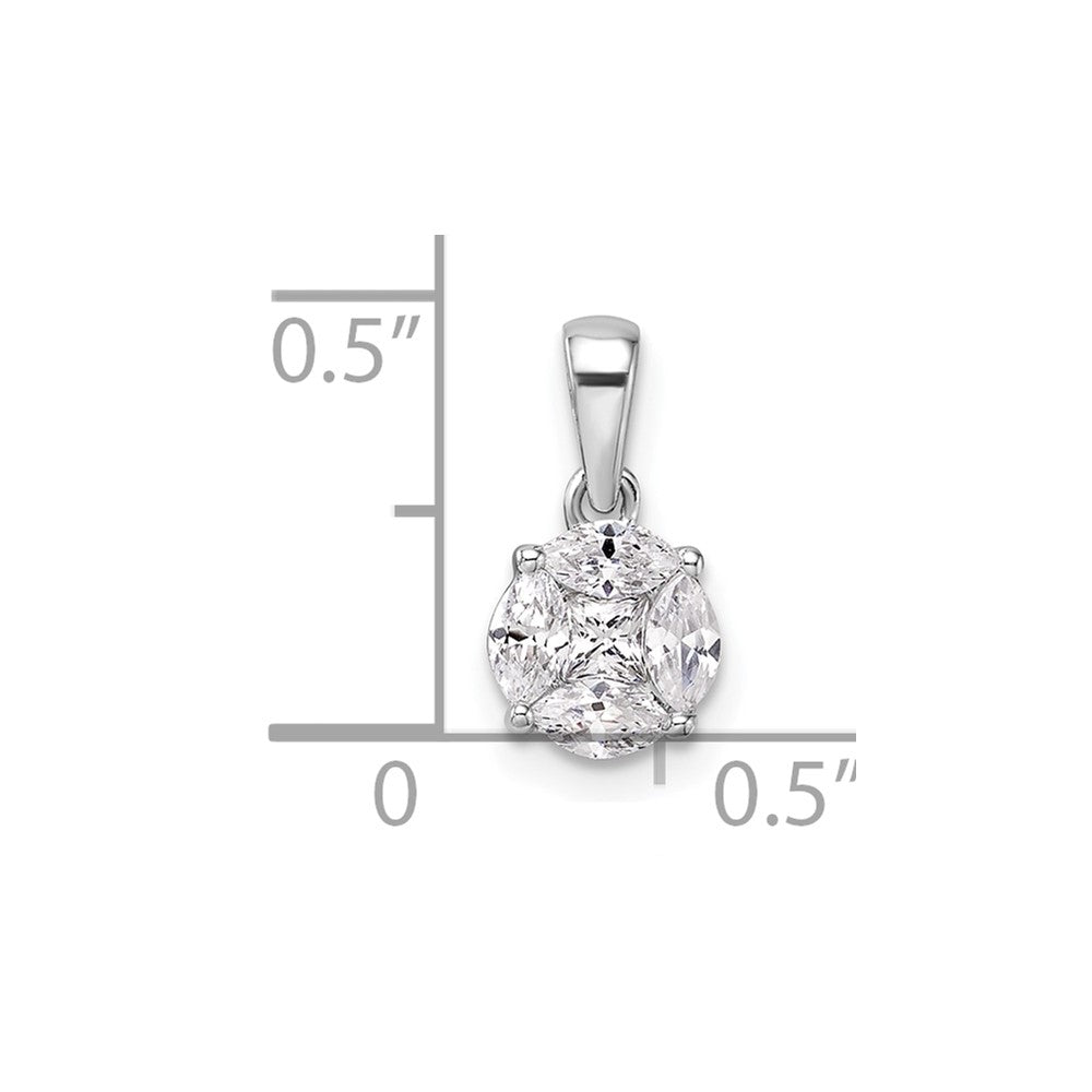 14K White Gold Lab Grown VS/SI FGH Dia Round & Marquise Pendant