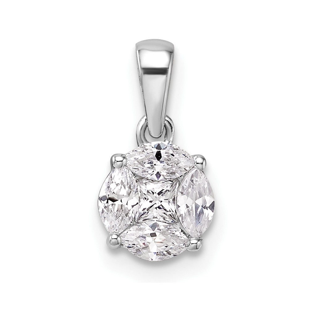 14K White Gold Lab Grown VS/SI FGH Dia Round & Marquise Pendant