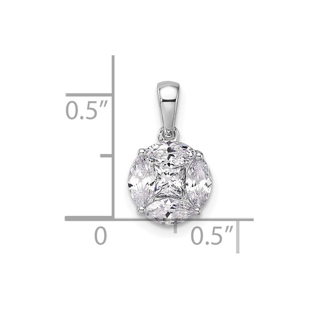 14K White Gold Lab Grown VS/SI FGH Dia Round & Marquise Pendant