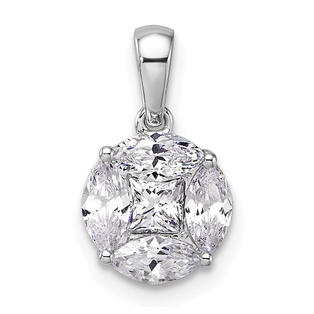 14K White Gold Lab Grown VS/SI FGH Dia Round & Marquise Pendant