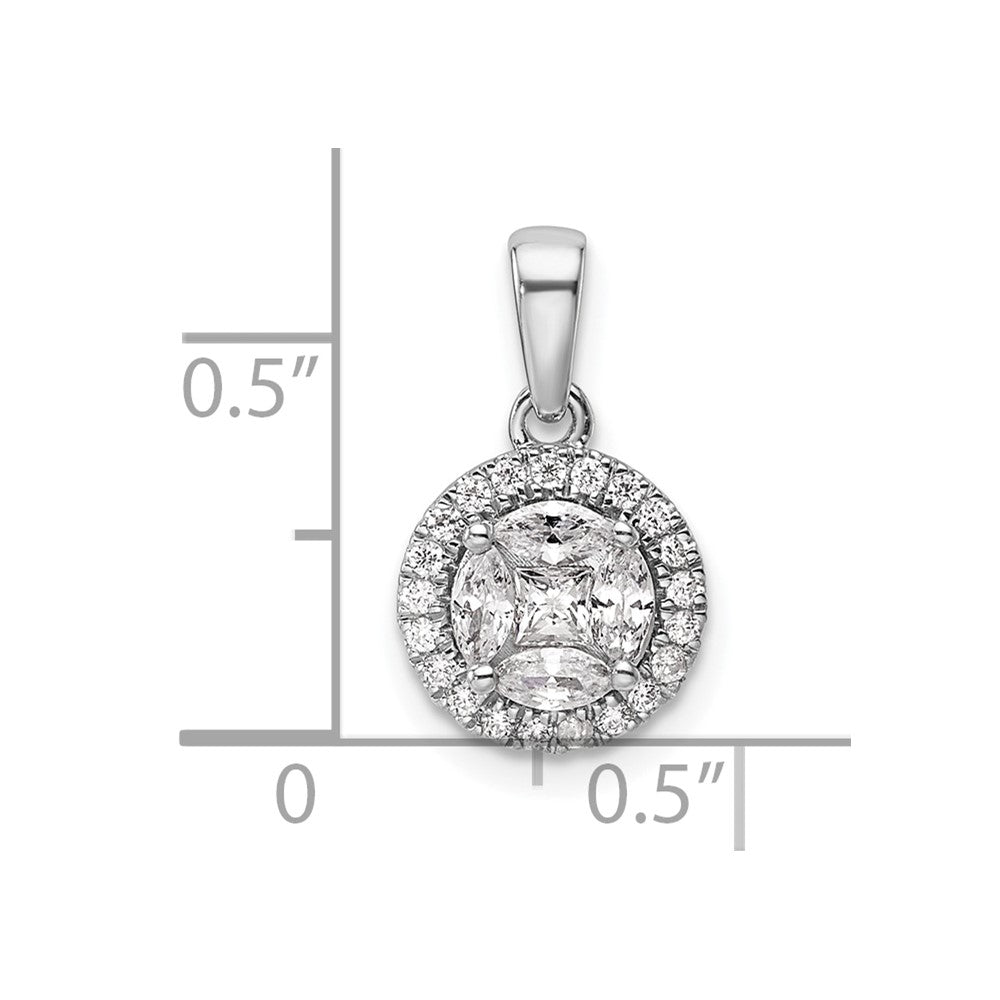 14K White Gold Lab Grown VS/SI FGH Dia Halo Round & Marquise Pendant