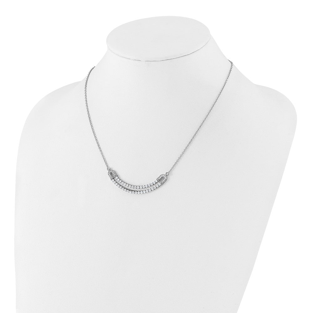 14K White Gold Lab Grown VS/SI FGH Dia U Layered Stone Necklace