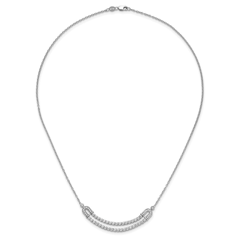 14K White Gold Lab Grown VS/SI FGH Dia U Layered Stone Necklace