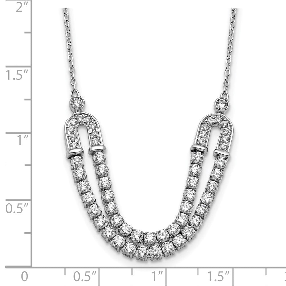 14K White Gold Lab Grown VS/SI FGH Dia U Layered Stone Necklace