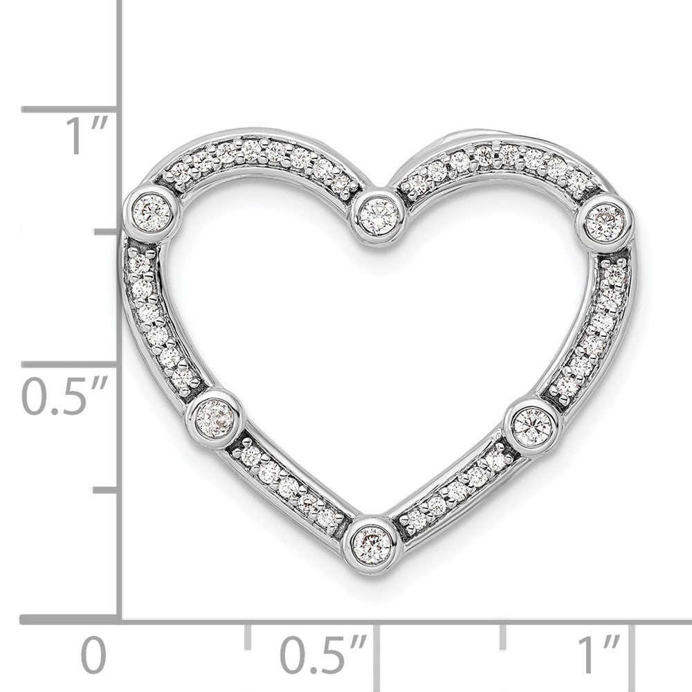 14K White Gold Lab Grown VS/SI FGH Dia Open Heart Chain Slide