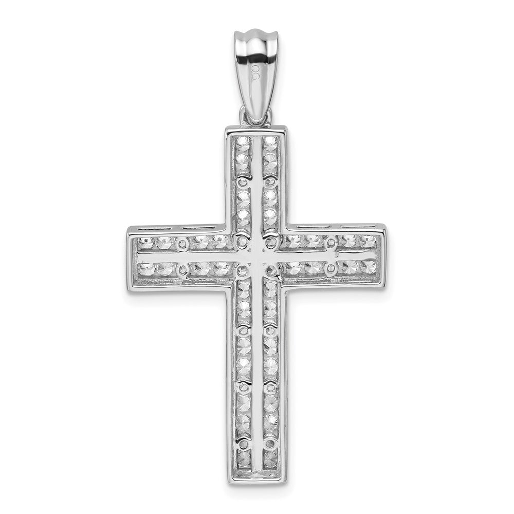 14K White Gold Lab Grown Diamond VS/SI FGH Double Cross Pendant