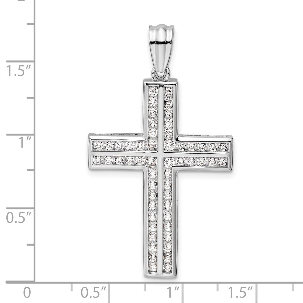 14K White Gold Lab Grown Diamond VS/SI FGH Double Cross Pendant