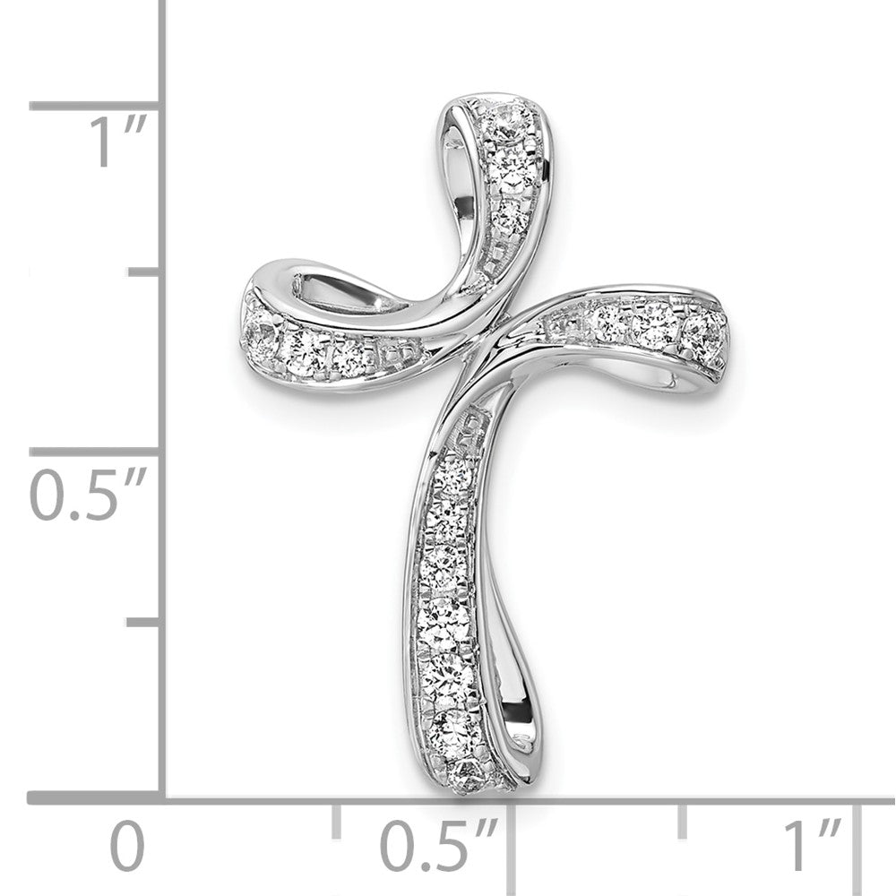 14K White Gold Lab Grown Diamond VS/SI FGH Cross Chain Slide