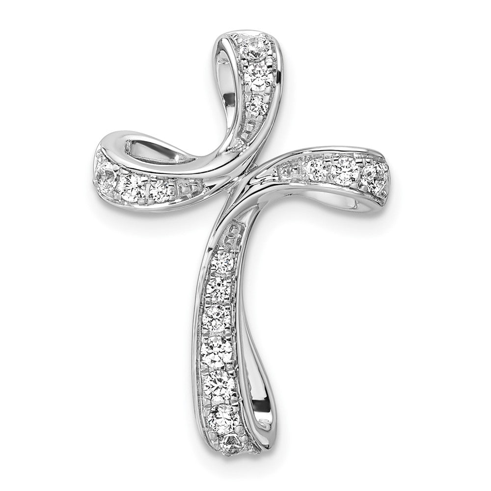 14K White Gold Lab Grown Diamond VS/SI FGH Cross Chain Slide