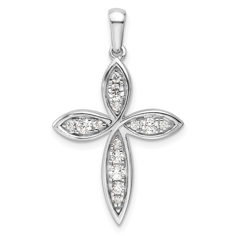 14K White Gold Lab Grown Diamond VS/SI FGH Cross Pendant