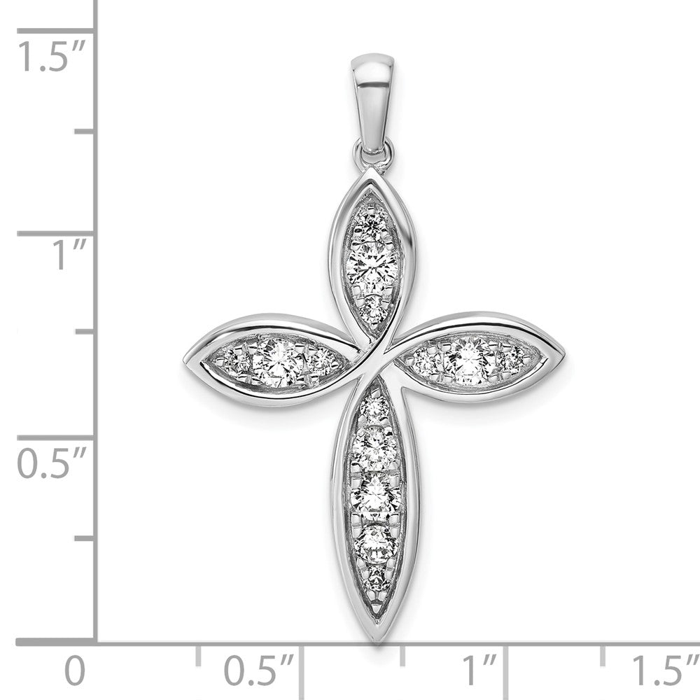 14K White Gold Lab Grown Diamond VS/SI FGH Cross Pendant