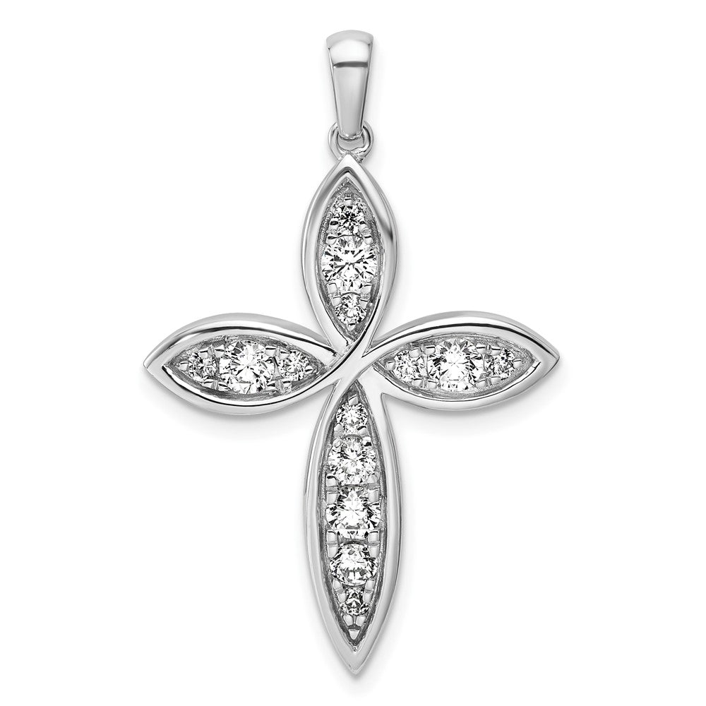 14K White Gold Lab Grown Diamond VS/SI FGH Cross Pendant