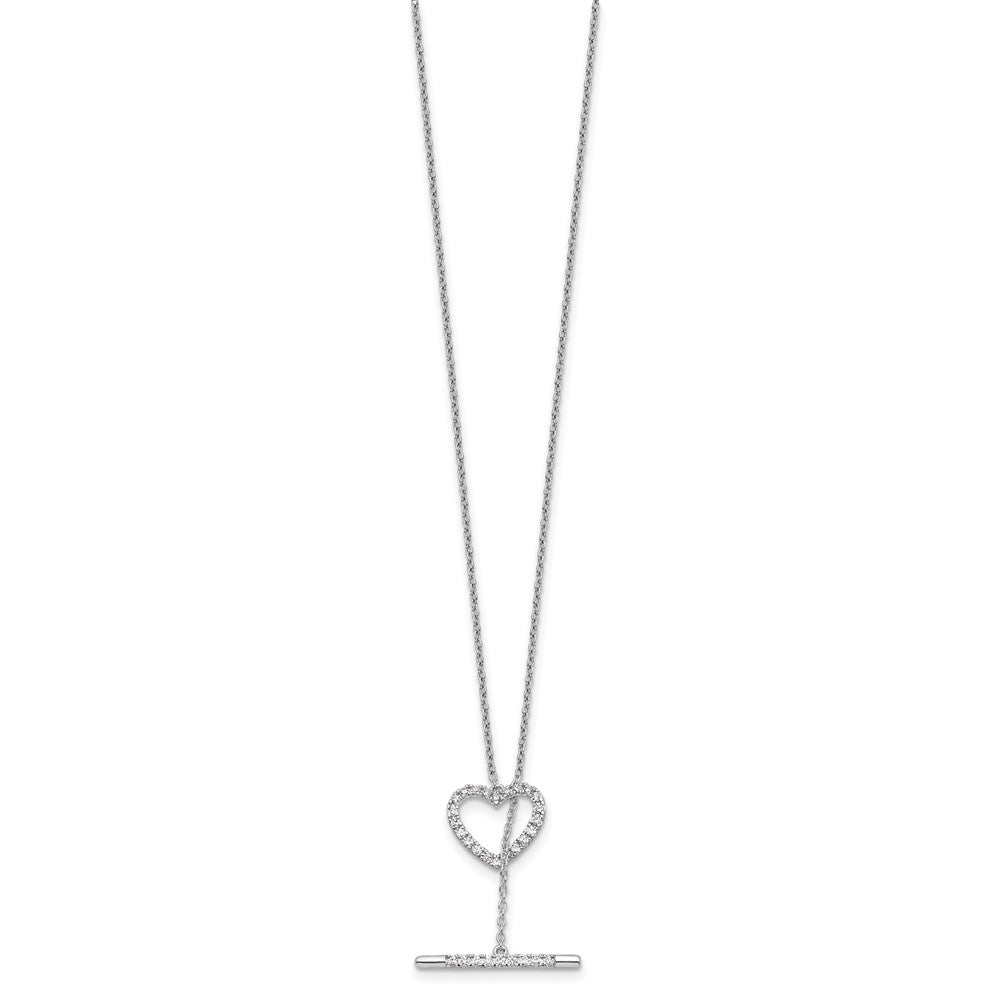 14K White Gold Lab Grown VS/SI FGH Dia Heart Toggle Necklace