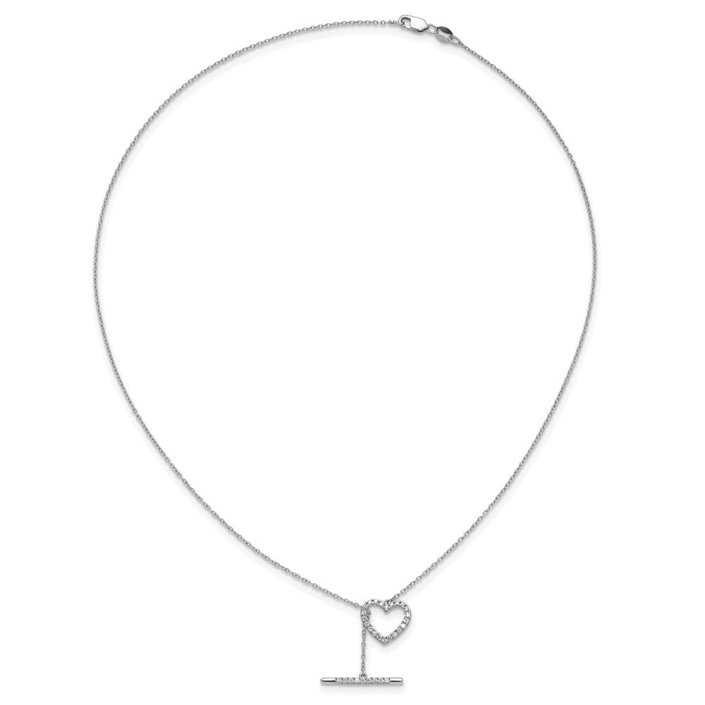 14K White Gold Lab Grown VS/SI FGH Dia Heart Toggle Necklace