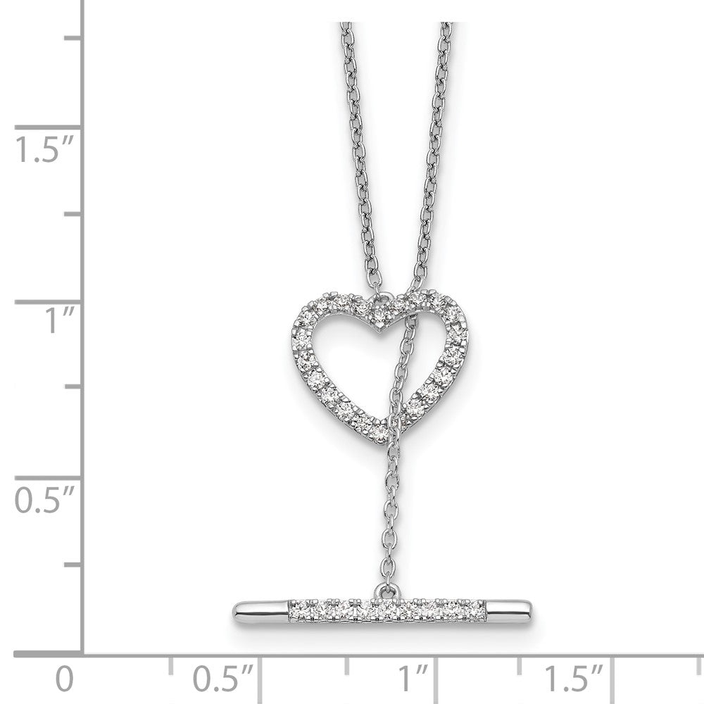 14K White Gold Lab Grown VS/SI FGH Dia Heart Toggle Necklace