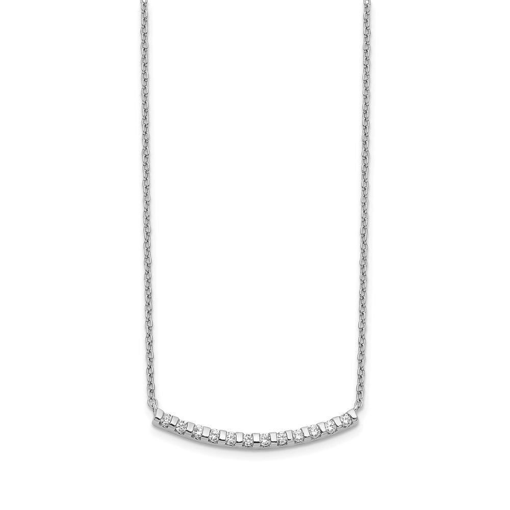 14K White Gold Lab Grown Diamond VS/SI FGH Curved Bar Necklace