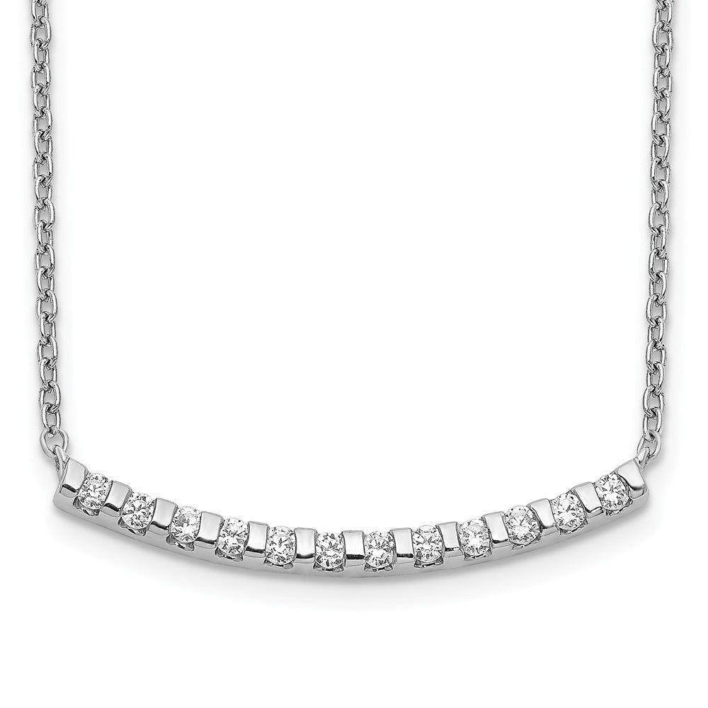 14K White Gold Lab Grown Diamond VS/SI FGH Curved Bar Necklace