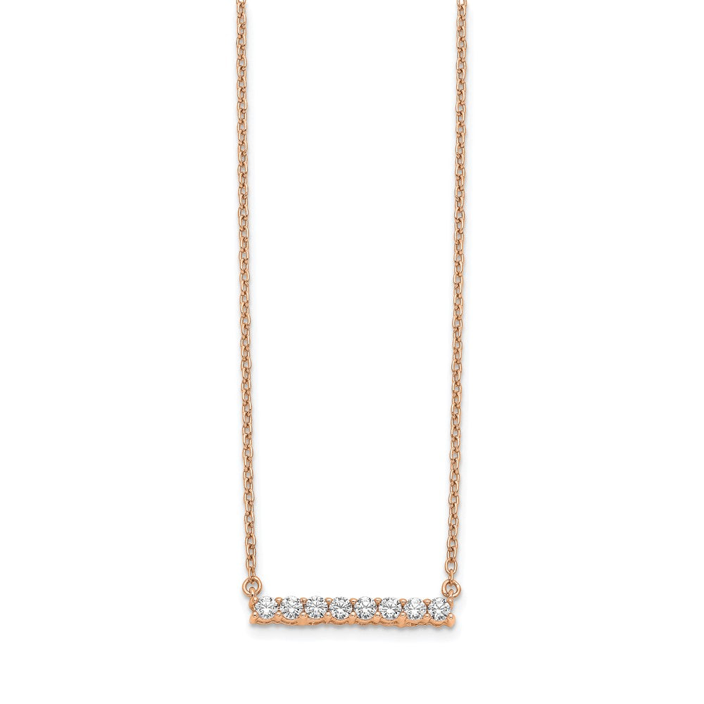 14K Rose Gold Lab Grown VS/SI FGH Dia Bar 18 inch Necklace