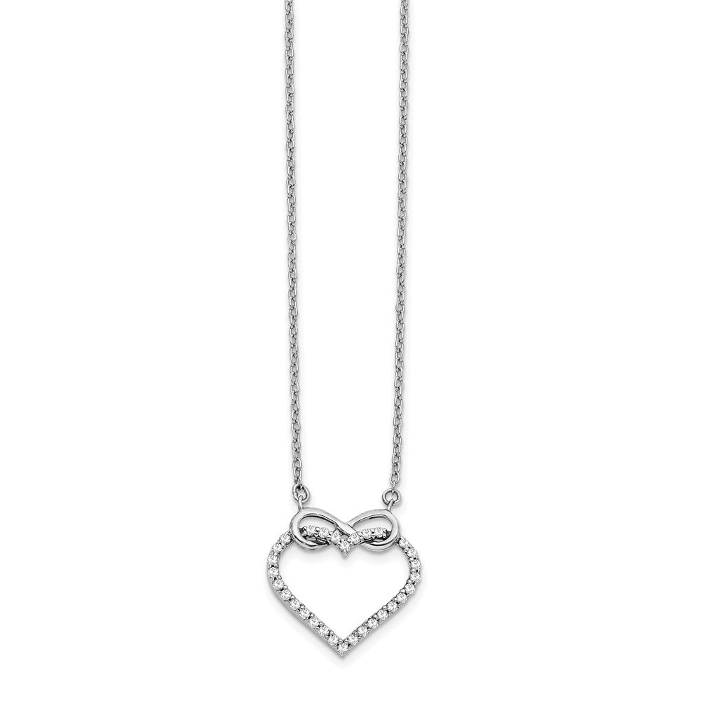 14K White Gold Lab Grown VS/SI FGH Dia Heart Infinity 18 inch Necklace