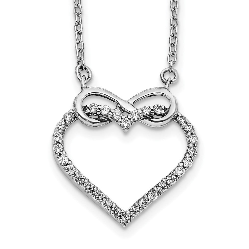 14K White Gold Lab Grown VS/SI FGH Dia Heart Infinity 18 inch Necklace