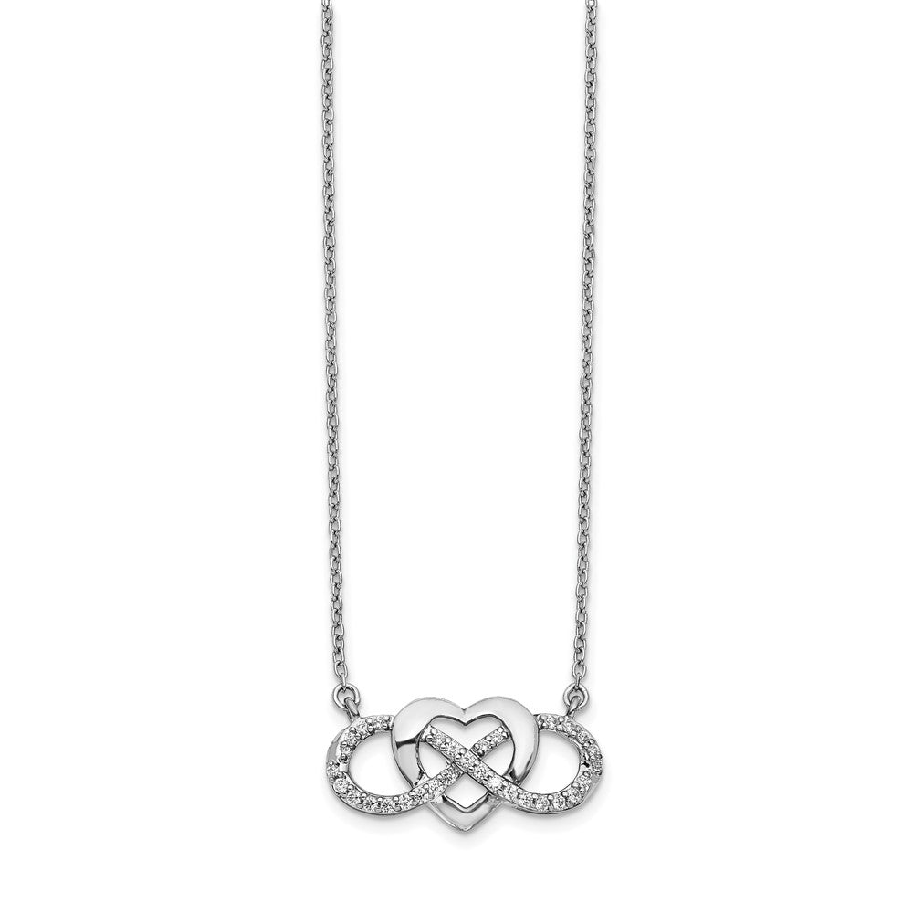 14K White Gold Lab Grown VS/SI FGH Dia Infinity Heart 18 inch Necklace