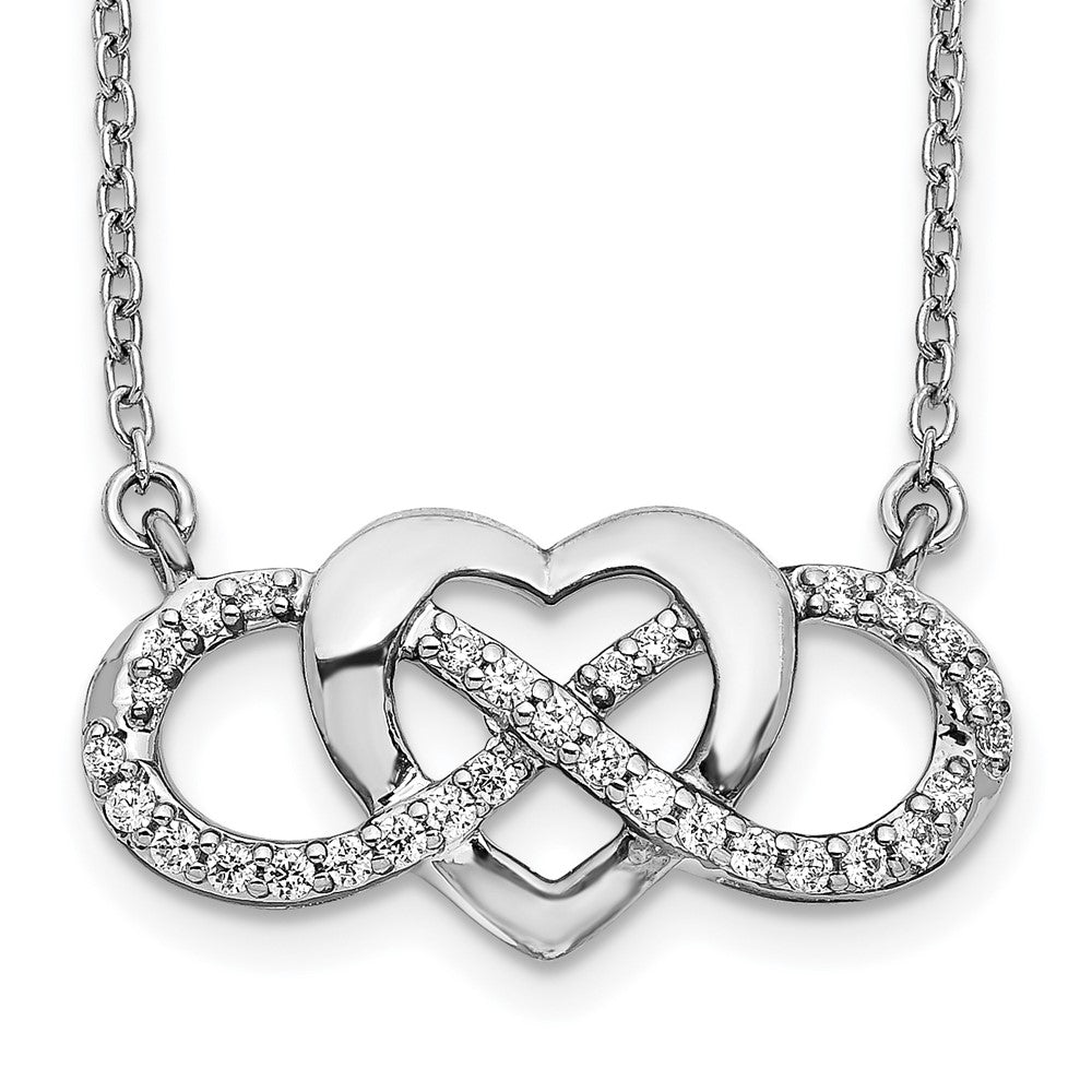 14K White Gold Lab Grown VS/SI FGH Dia Infinity Heart 18 inch Necklace