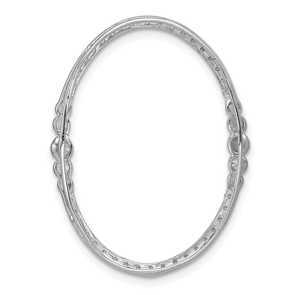 14K White Gold Lab Grown VS/SI FGH Dia Oval Chain Slide Pendant