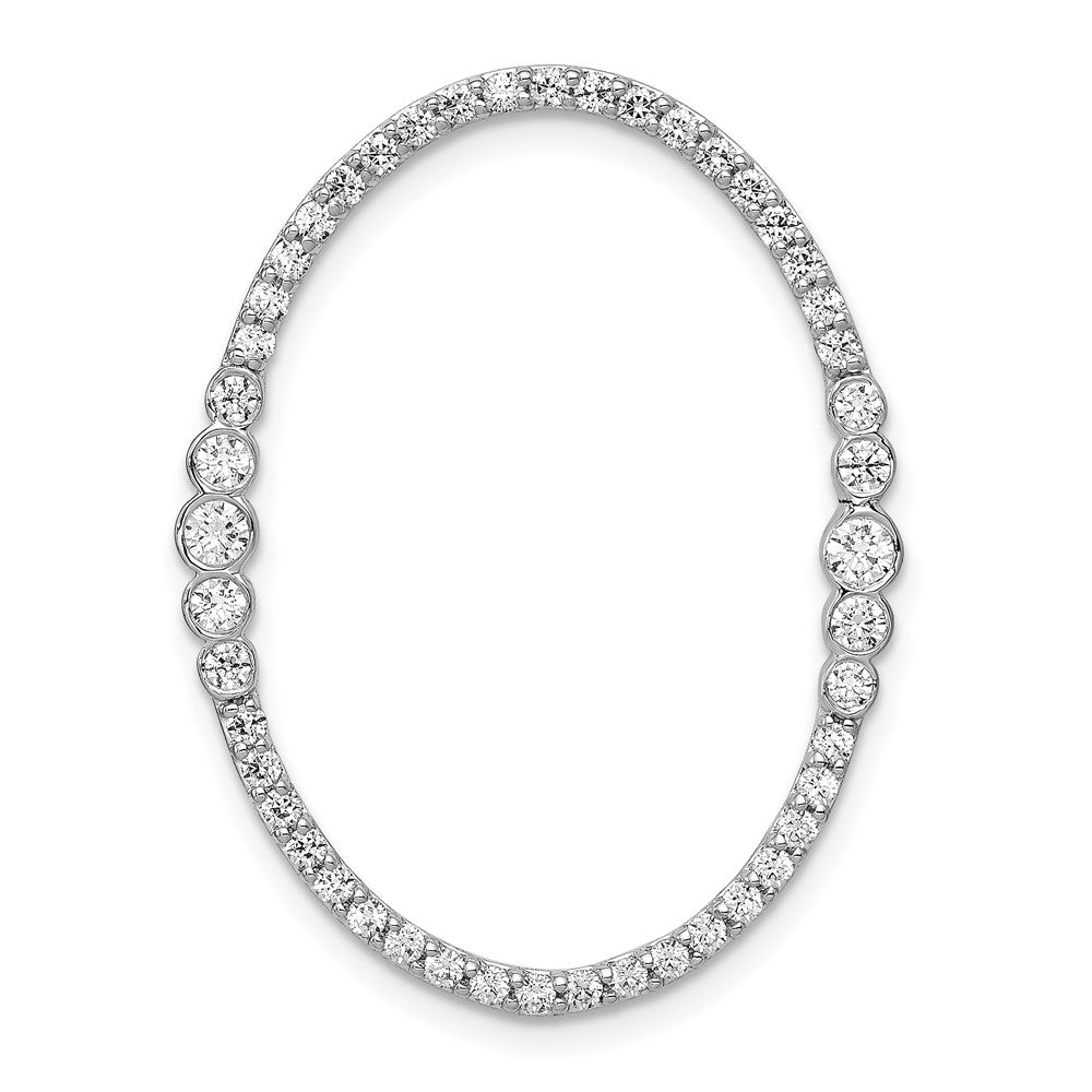 14K White Gold Lab Grown VS/SI FGH Dia Oval Chain Slide Pendant