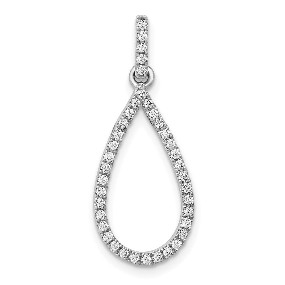 14K White Gold Lab Grown VS/SI FGH Dia Teardrop Pendant