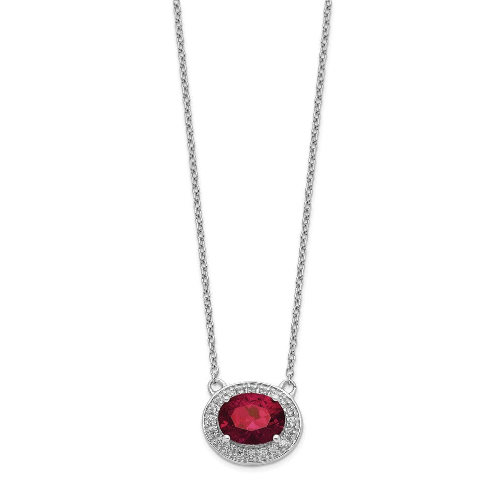 14K White Gold Lab Grown Diamond VS/SI FGH & Created Ruby Necklace