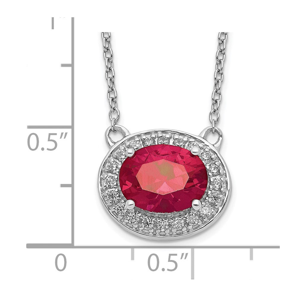 14K White Gold Lab Grown Diamond VS/SI FGH & Created Ruby Necklace