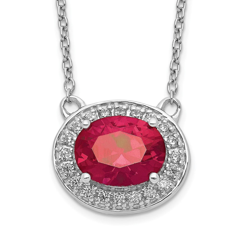 14K White Gold Lab Grown Diamond VS/SI FGH & Created Ruby Necklace