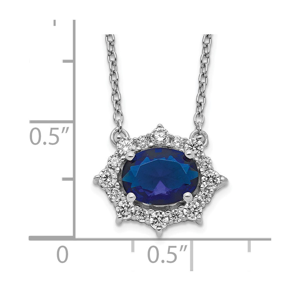 14K White Gold Lab Grown Diamond VS/SI FGH & Created Sapphire Neckla