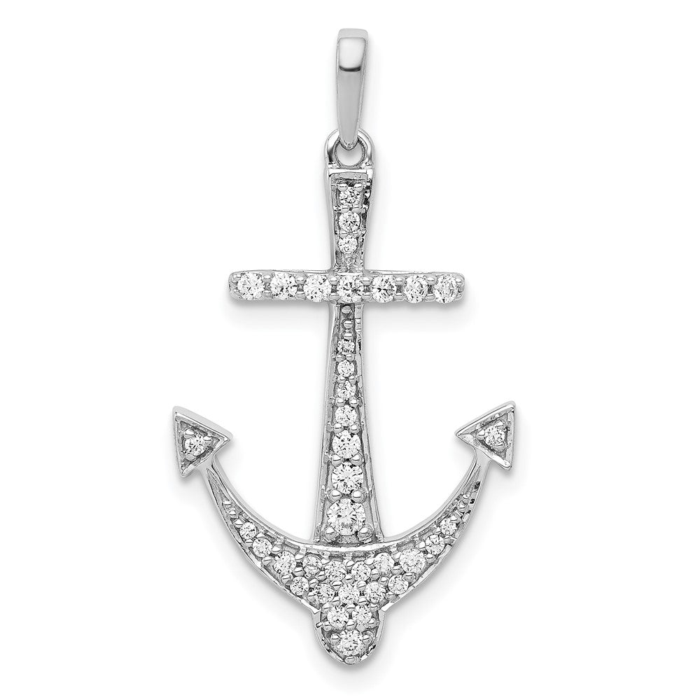 14K White Gold Lab Grown VS/SI FGH Dia Anchor Pendant