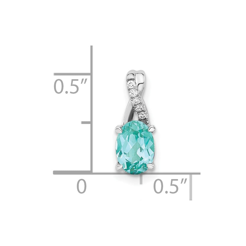 14k White Gold Lab Grown VS/SI FGH Dia and Oval Cr Paraiba Pendant