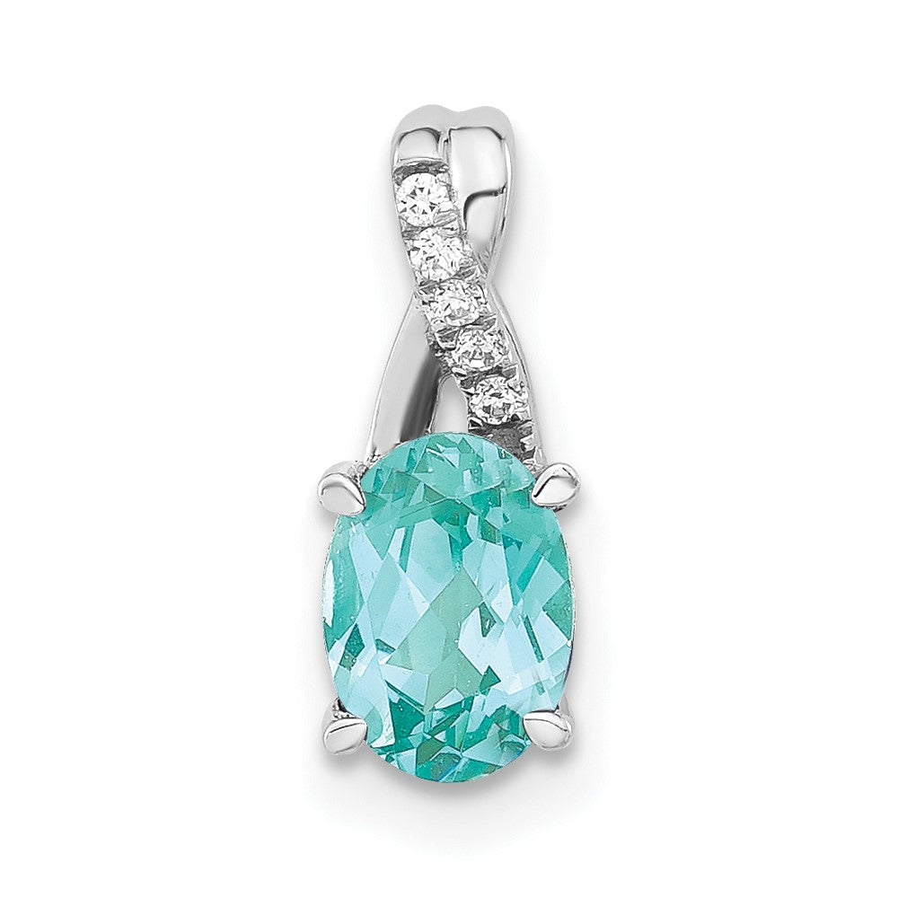 14k White Gold Lab Grown VS/SI FGH Dia and Oval Cr Paraiba Pendant