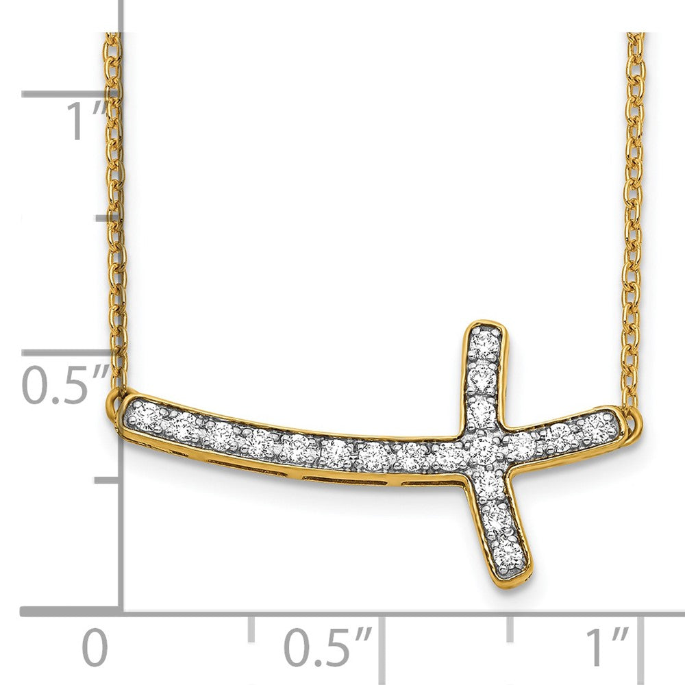 14K Lab Grown Diamond VS/SI FGH Sideways Cross 18in Necklace