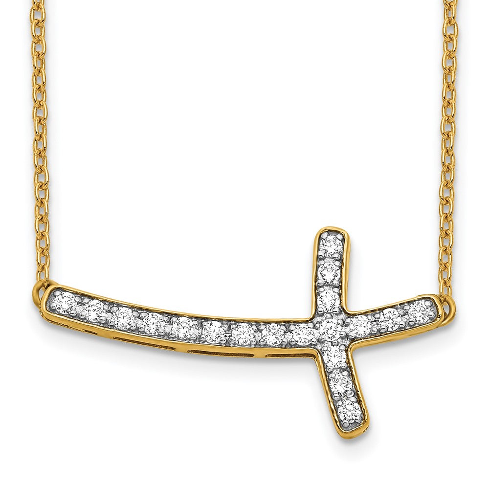 14K Lab Grown Diamond VS/SI FGH Sideways Cross 18in Necklace