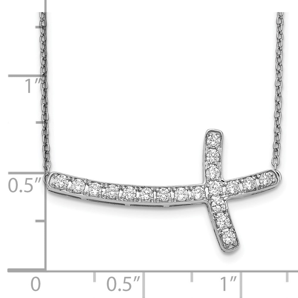 14K White Gold Lab Grown Diamond VS/SI FGH Sideways Cross 18in Neckl