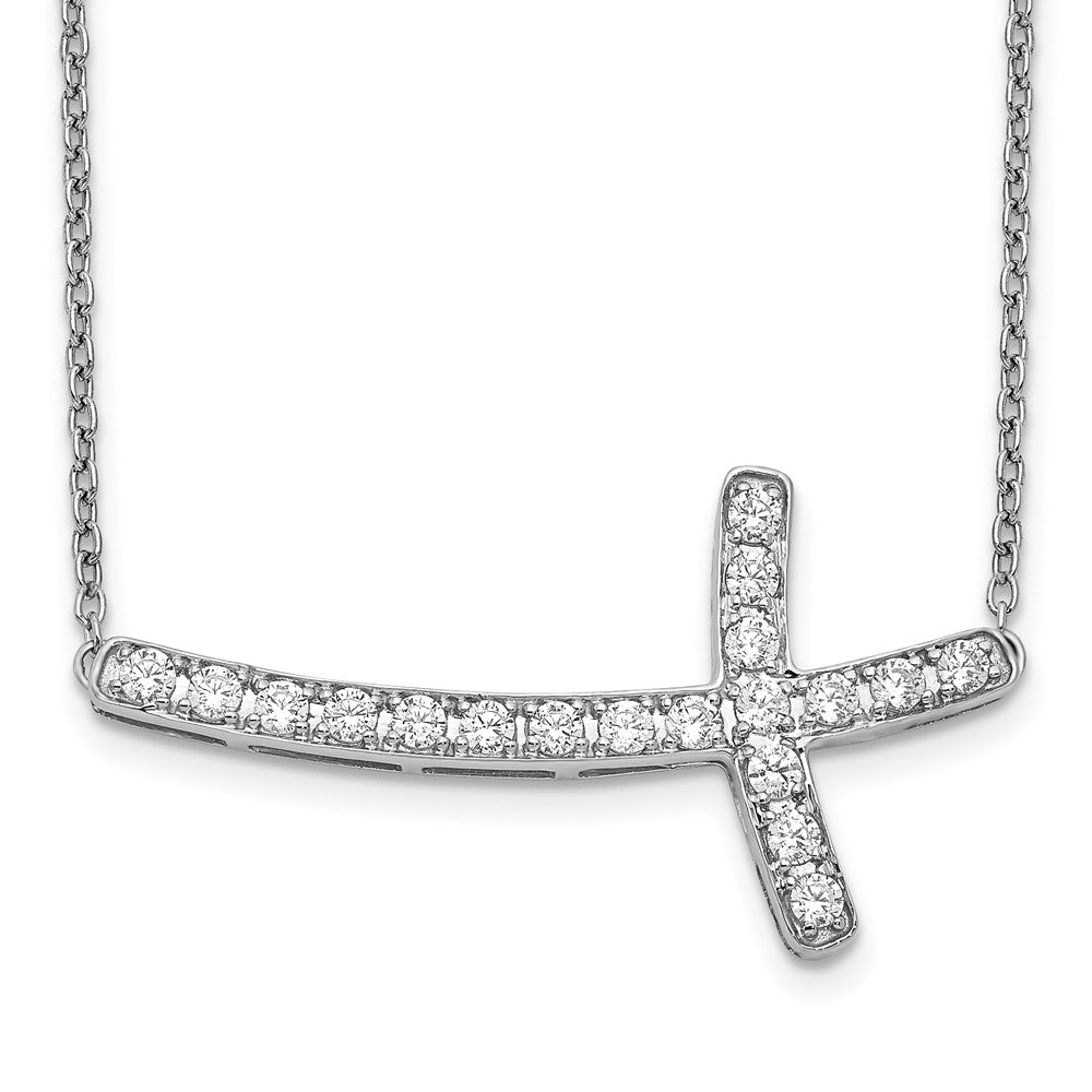 14K White Gold Lab Grown Diamond VS/SI FGH Sideways Cross 18in Neckl