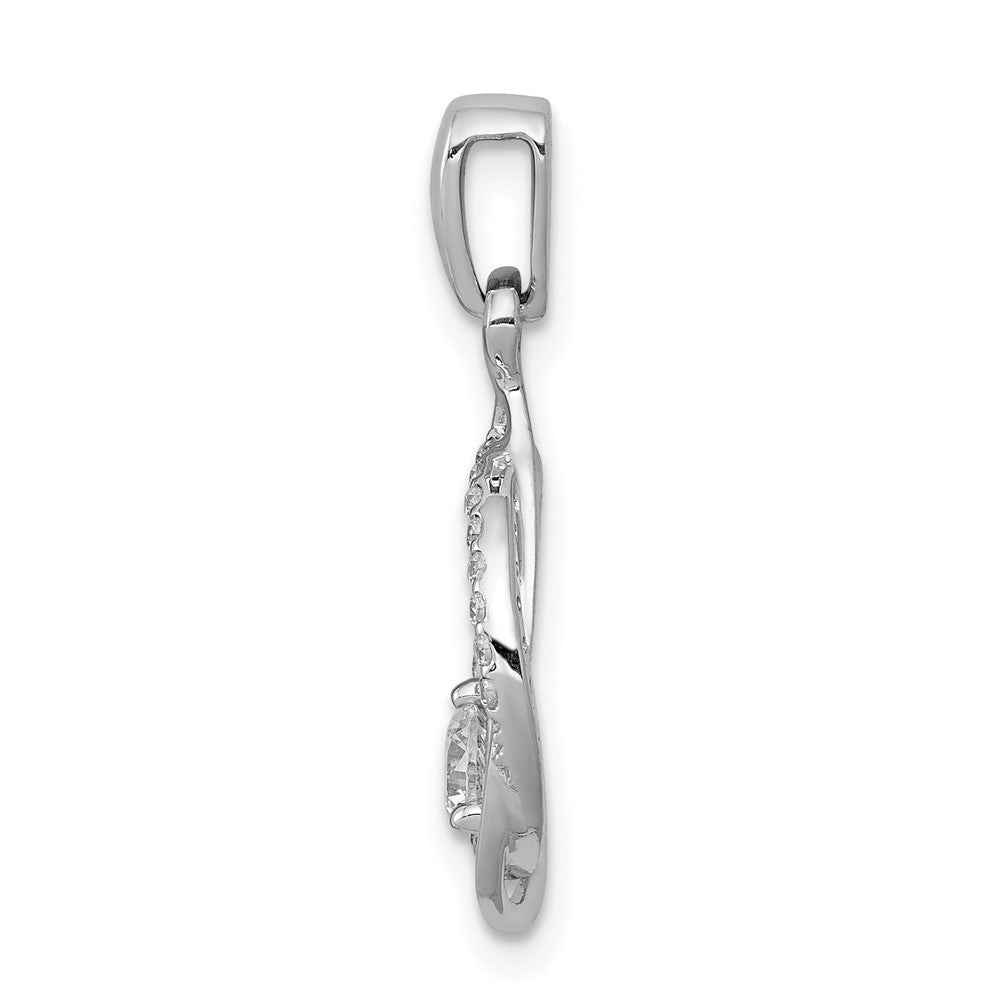 14K White Gold Lab Grown VS/SI FGH Dia Fancy Circle and Teardrop Pendant